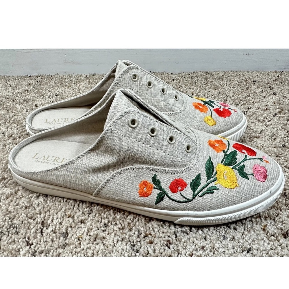 Lauren Ralph Lauren Jaida II Natural Linen Sneaker Size 9B - Picture 6 of 9